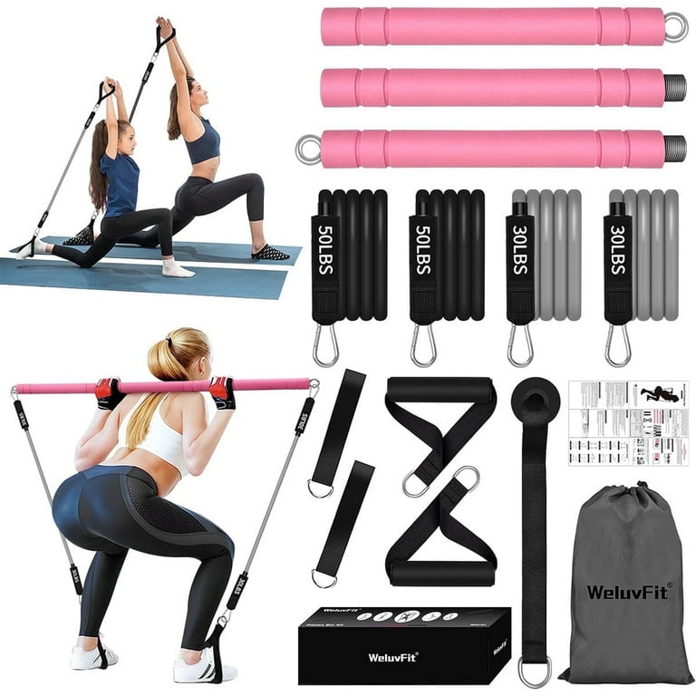 WeluvFit Pilates Bar Kit with Resistance Bands, Exercise Fitness