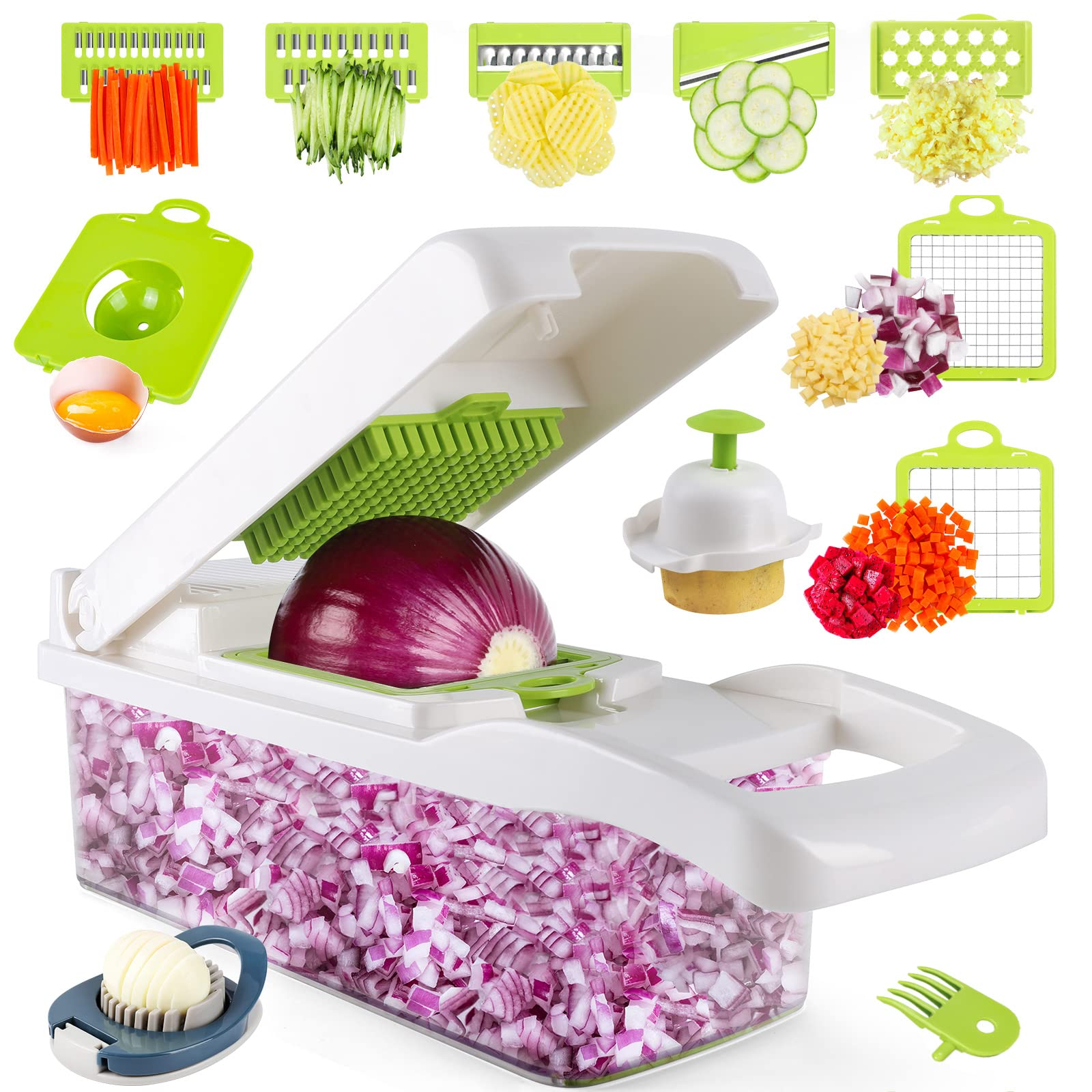 Badelite Multi-Function Vegetable Chopper Onion Micer Chopper 12 in 1 Pro  Veggie Slicer Dicer Cutter with Container for Potatoes, Tomatoes, Zucchini