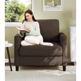 thumbnail image 1 of Welzona 33" Teddy Fabric Accent Chair, Comfy Reading Armchair for Living Room & Bedroom, Tool-Free Assembly, Coffee, 1 of 9