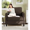 thumbnail image 1 of Welzona 33" Teddy Fabric Accent Chair, Comfy Reading Armchair for Living Room & Bedroom, Tool-Free Assembly, Coffee, 1 of 9