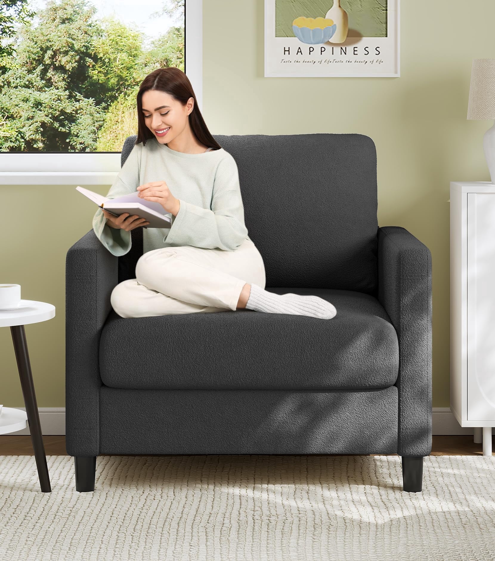 Welzona 33" Teddy Fabric Accent Chair, Comfy Reading Armchair for — free download