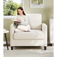 thumbnail image 1 of Welzona 33" Teddy Fabric Accent Chair, Comfy Reading Armchair for Living Room & Bedroom, Tool-Free Assembly, Off White, 1 of 9