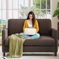 thumbnail image 1 of Welzona 51" Teddy Fabric Loveseat Sofa, Small 2-Seater Couch for Small Spaces, Tool-Free Assembly, Coffee, 1 of 10