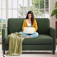 thumbnail image 1 of Welzona 51" Teddy Fabric Loveseat Sofa, Small 2-Seater Couch for Small Spaces, Tool-Free Assembly, Green, 1 of 10