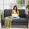 thumbnail image 1 of Welzona 51" Teddy Fabric Loveseat Sofa, Small 2-Seater Couch for Small Spaces, Tool-Free Assembly, Grey, 1 of 10