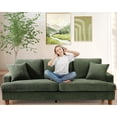 thumbnail image 1 of Welzona 87" Corduroy Sofa, Modern 3-Seater Couch with 2 Throw Pillows, Tool-Free Assembly, Green, 1 of 10
