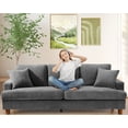 thumbnail image 1 of Welzona 87" Corduroy Sofa, Modern 3-Seater Couch with 2 Throw Pillows, Tool-Free Assembly, Grey, 1 of 10