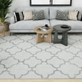 thumbnail image 1 of Wembley Shag Contemporary Shag Thick White and Gray Area Rug, 3' x 5', 1 of 8