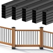 Wemily 100-Pack 36'' Deck Balusters, Black Metal Deck Spindles with Screws & End Caps, Hollow Rectangle Stair Railing Balusters for Decks, Porches, Fences