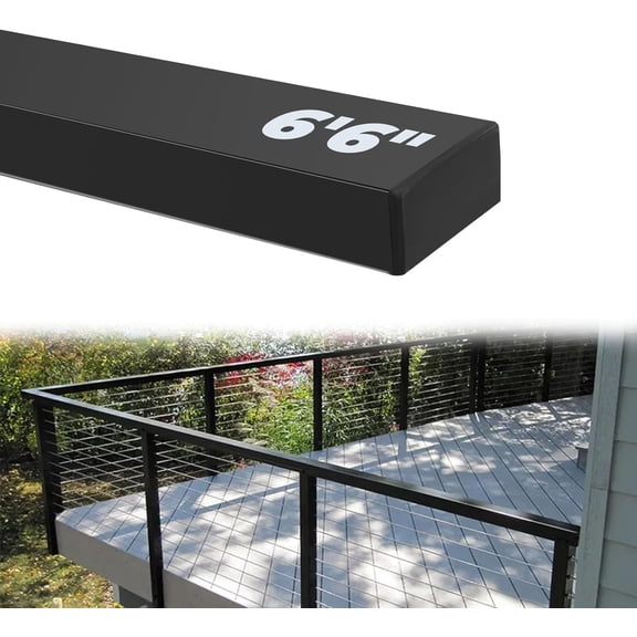 Wemily 6'6" Stainless Steel Handrail Black Rectangular Handrail Flat Top Rail Cable Railing System Deck Stair Indoor Outdoor, DIY Balustrade HT07-Matte Black
