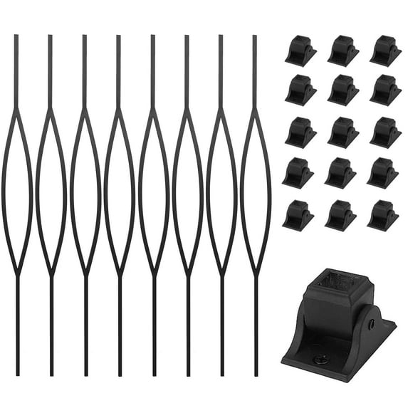 Wemily 8 Pack Iron Baluster-Diamond Pointed Oval Stair Balusters-44 x 1/2 Inch Square Iron Balusters for Staircase with 16 Swivel Shoes