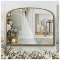thumbnail image 1 of Wemily Antique Gold Arched Wall Mirror - 36"x28" with Metal Beaded Frame | Decorative Accent Mirror for Fireplace, Bedroom, Living Room, Dresser, Mantle, 1 of 8