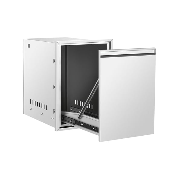 Wemily Built-in Single Outdoor Kitchen Trash Drawer 15.9" W X 17.9" H X 22.1" D Pull-Out Stainless Steel Outdoor Kitchen Cabinets, Outdoor Kitchen Trash Drawer Storage for Propane Tank or BBQ Island