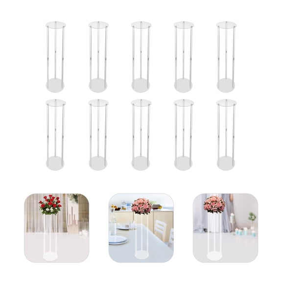 WenDissy 10Pcs Clear Acrylic Cylinder Flower Stands, Adjustable Height Crystal Floral Display Risers for Wedding Table Centerpiece Aisle Decor