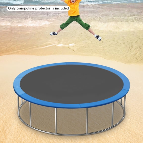 WenDissy 10ft Round Trampoline Safety Spring Cover Padding, Blue Waterproof Trampoline Protection Pad with Straps for Outdoor Backyard