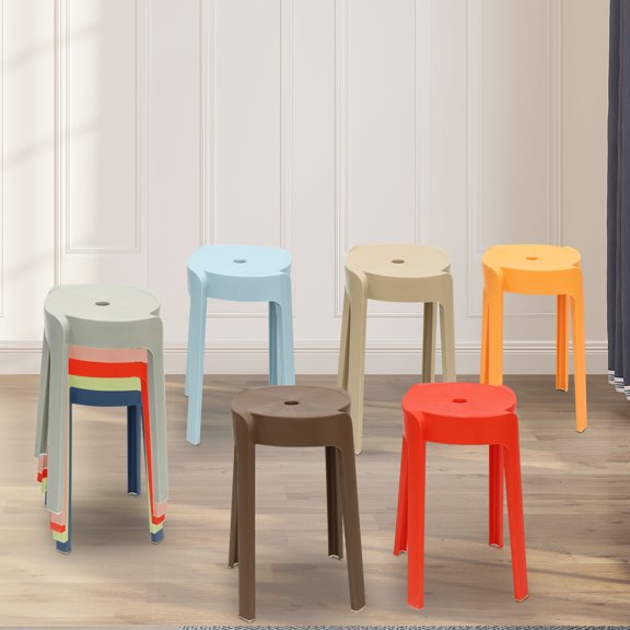 WenDissy 10pcs Stackable Round Plastic Stools, 165.3LBS Capacity Lightweight PP Stools with Floor Protector Feet for Home School Office