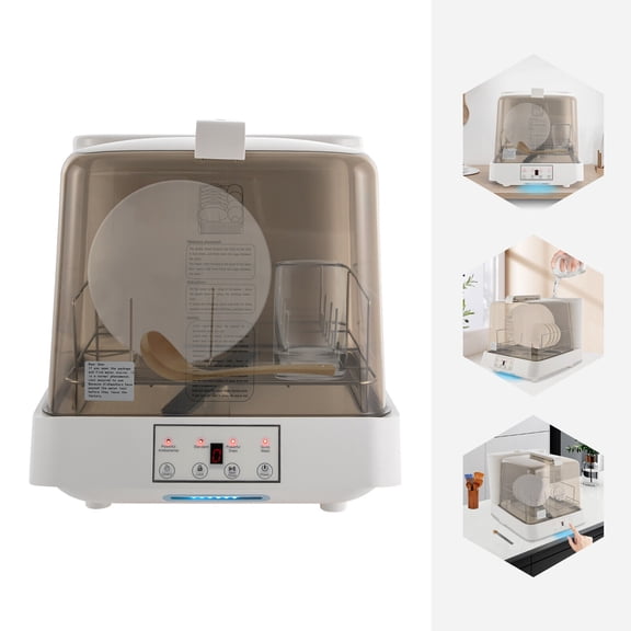 WenDissy 110V Countertop Portable Dishwasher, 3 Washing Modes 360 Spray Tabletop Mini Dish Washer with Dry Storage Function for Dorm Household Kitchen