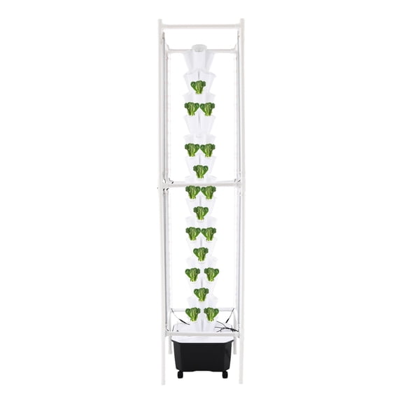 WenDissy 14-Tier Vertical Hydroponic Grow Tower with 70 Plant Holes, Circulating Water Culture Plant Kit with Wheels&25L Water Tank for Garden