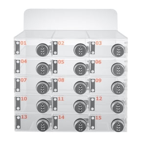 WenDissy 15-Compartment Clear Acrylic Phone Locker, 3-Digit Combination Lock Wall Table Mount Storage Cabinet for Classroom Office Gym