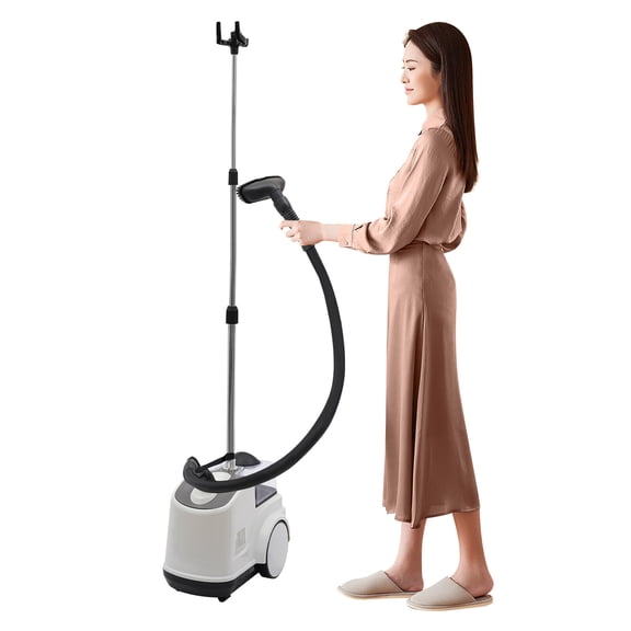 WenDissy 1500W White Floor Standing Garment Steamer, Mobile Vertical Ironing Machine with 3L Large Tank for Home Curtain Linen Care
