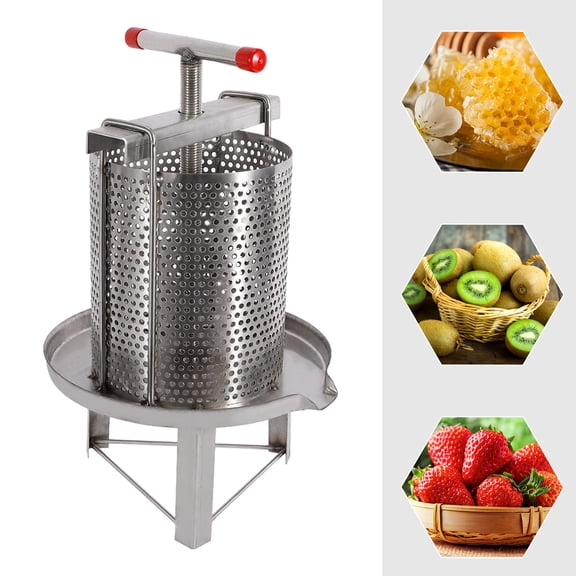 WenDissy 2.6Gal Stainless Steel Manual Honey Press, Multi-Purpose Manual Honey Extractor with T-Shaped Handle for Farm Household Use