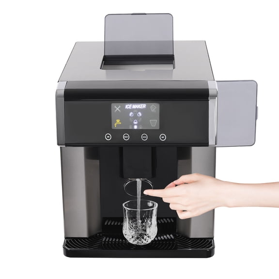 WenDissy 2-in-1 Countertop Ice Maker, Touch Control 3 Sizes Bullet Ice Cube Machine with Cold Water Function for Home Office Cafe Bar