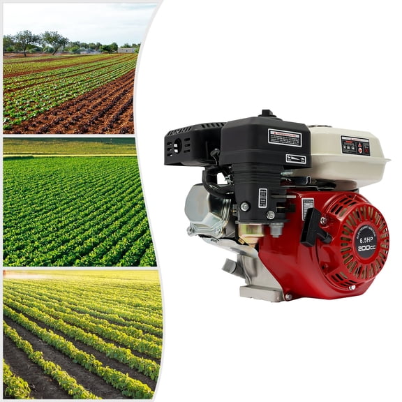 WenDissy 200cc 6.5HP 4-Stroke Air Cooled Single Cylinder Gasoline Engine, Pull Start OHV Petrol Motor with Muffler for Water Pump Tiller Sprayer