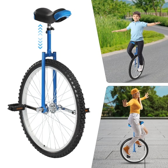 WenDissy 24in Blue Height Adjustable Unicycle, Balance Training Fitness Unicycle for Balance Exercise Outdoor Sports