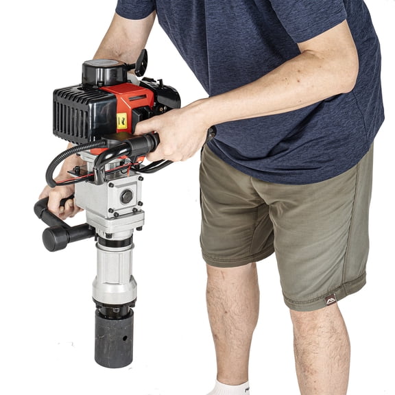 WenDissy 32.6cc 2-Stroke Gasoline Post Driver Pile Hammer, 900W Handheld Gas Powered Fence Stake Driver with 2 Sockets for Farm