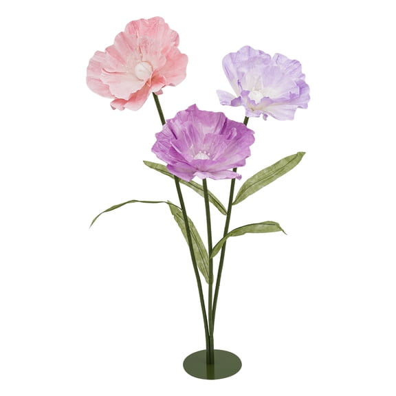 WenDissy 3Pcs Giant Artificial Standing Flowers, Bendable Freestanding Paper Flower with Stable Base for Wedding Party Window Decor
