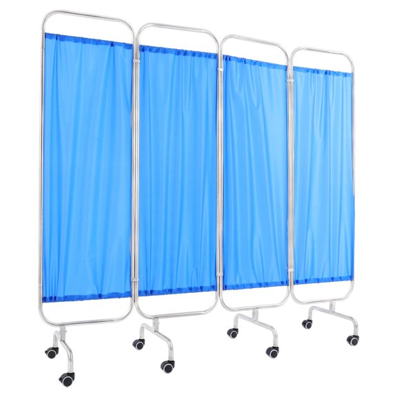 WenDissy 4-Panel Stainless Steel Privacy Screen, Foldable Waterproof Mobile Partition Screen with Lockable Rolling Wheels for Home Salon