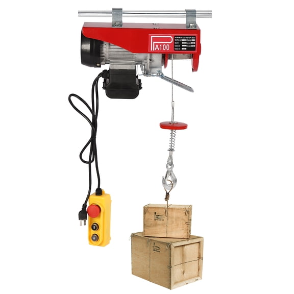 WenDissy 480W Electric Hoist, 110/220LBS Single/Double Rope Lift Winch with Wired Remote for Garage Warehouse Construction Cargo Lifting