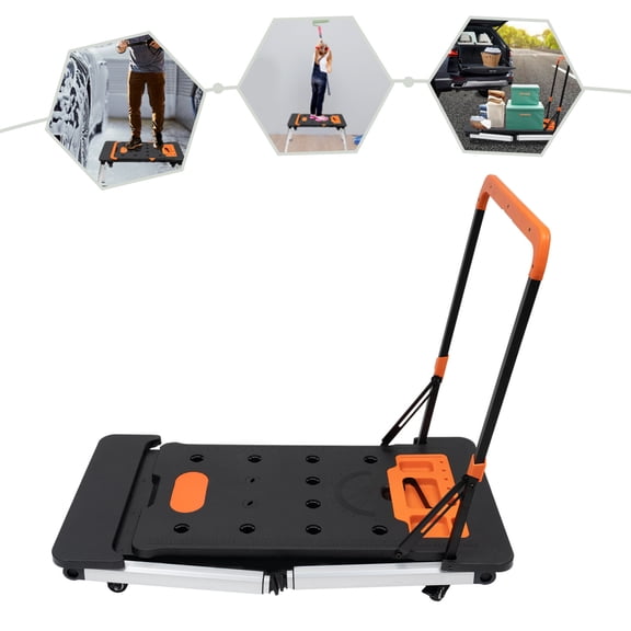 WenDissy 7-in-1 Multifunctional Foldable Work Platform, Adjustable Height Mobile Scaffolding Cart with Wheels for Construction Auto Repair