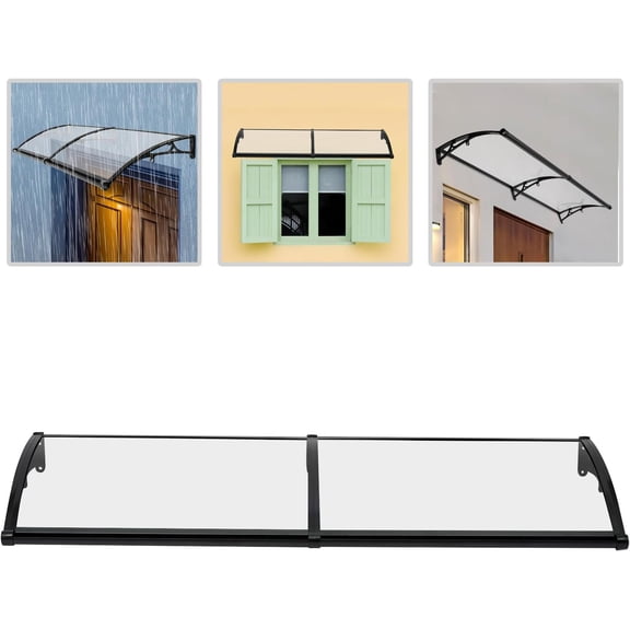 WenDissy 78.7" x 23.6" Aluminum Alloy Arch Window Door Awning, 440.92LBS Load Waterproof UV Protection Rain Shelter for Balcony Porch Garage Shop
