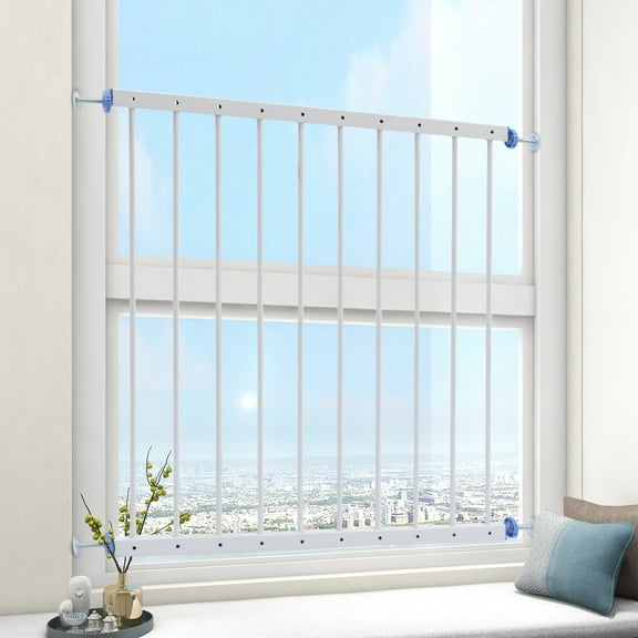 WenDissy Adjustable Telescopic Iron Window Safety Guard, 30.7-34.3" Width Barrier with 2.4 Inch Bar Spacing for Anti-Fall Protection