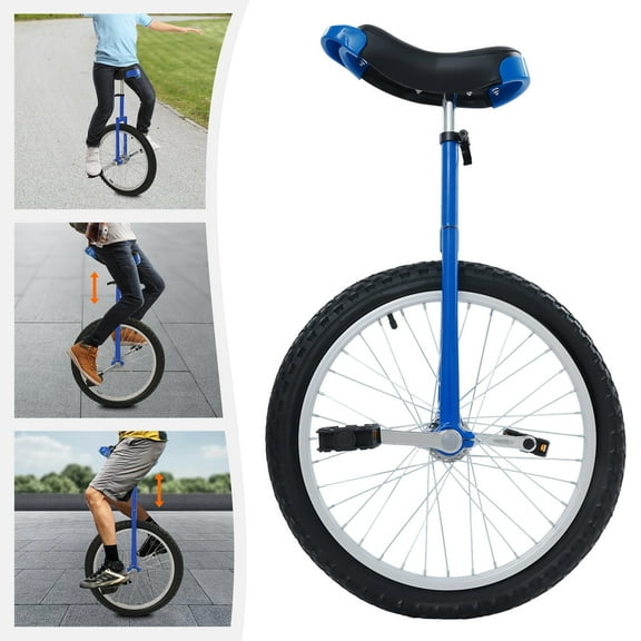 WenDissy Blue Adjustable Height Unicycle with Shock Absorbing Fork, Balance Training Single Wheel Bike Max Load 165LBS for Fitness Beginners