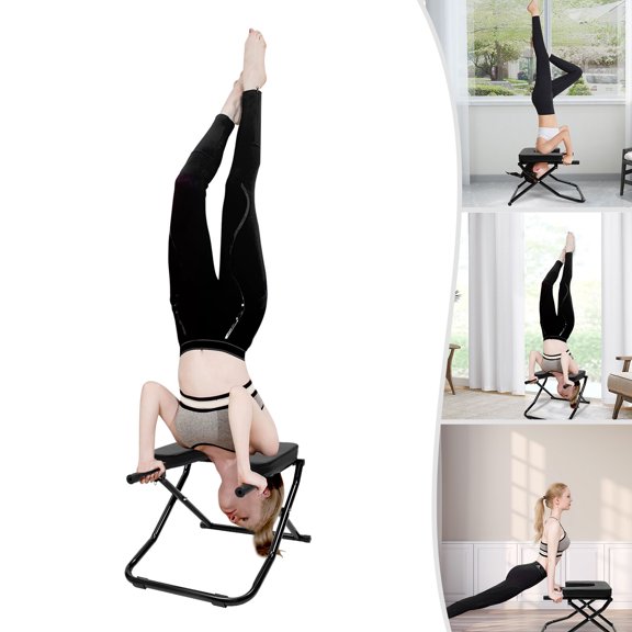 WenDissy Foldable Yoga Headstand Inversion Chair, Portable Yoga Inversion Stool with Anti-Slip Handrails, 330.7LBS Max Load for Home Gym Exercise