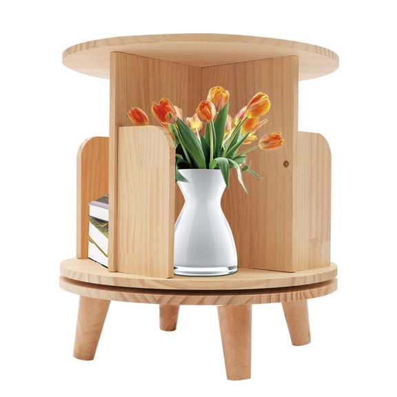 WenDissy Freestanding Cylindrical Rotating Bookcase, Open Design Display Storage Rack for Books Toys Plants Home Corner Organization
