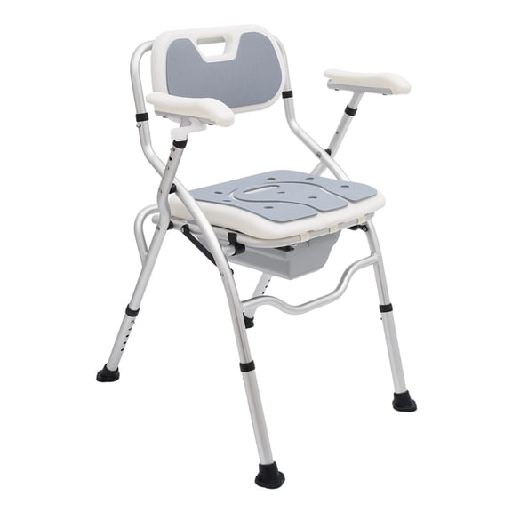 WenDissy Gray Aluminum Alloy Commode Shower Chair, 5-Level Height Adjustable Toilet Seat Chair Max 330.69lbs for Home Nursing Use