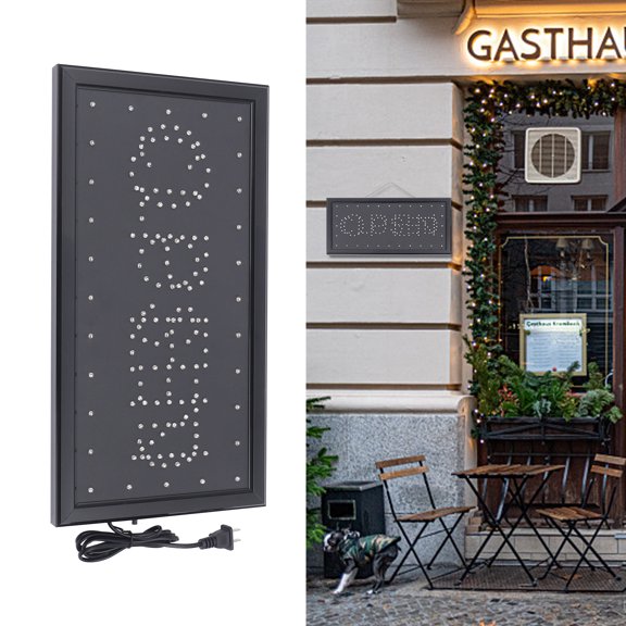 WenDissy Indoor LED Open Closed Business Sign, Low Power Consumption Hanging Lighted Store Sign with Hanging Chain for Cafe Bar Salon Restaurant