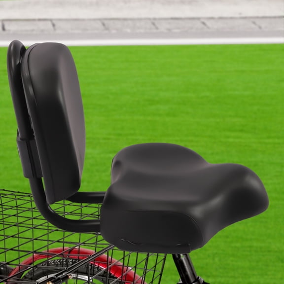 WenDissy Oversized Padded Bike Seat with Adjustable Backrest, PU Surface Shock Absorbing Bicycle Saddle for Tricycle Exercise Bike