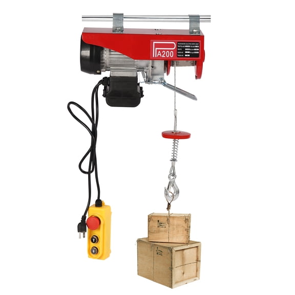 WenDissy PA200 480W Electric Hoist, 220LBS/440LBS Single/Double Rope Lift with Emergency Stop Wired Remote for Warehouse Construction