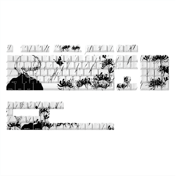 WenShao Tokyo Ghoul - Themed Keycap Set - Jinmu Yan Design | PBT Material with 5 - Sided Dye - Sublimation | Cherry - Profile, Side - Printed & Backlit | Compatible with MCHOSE Ace60