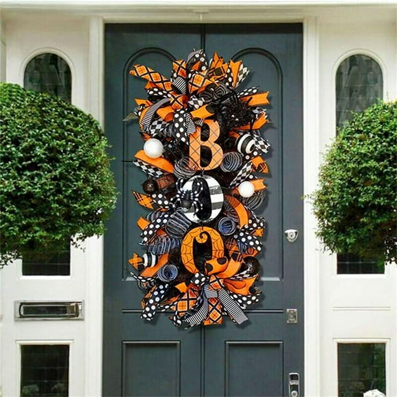 WenTash Halloween Wreath Pumpkin Front Door Welcome Wreath For Home Yard Party Art Decorations Halloween Farmhouse Wreath
