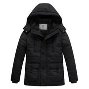 WENVEN Boy's Puffer Jacket Warm Winter Coat Fleece Lined Puffer Jacket Black 6/7