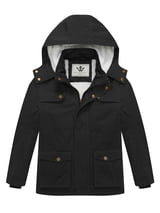 WenVen Boy's Puffer Jacket Winter Coat Hooded Insulated Fleece Lined Outerwear Black 8