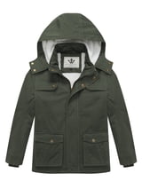 WenVen Boy's Winter Coat Puffer Kid Jacket Windproof Sherpa Lined Hooded Parka Army Green 10/12