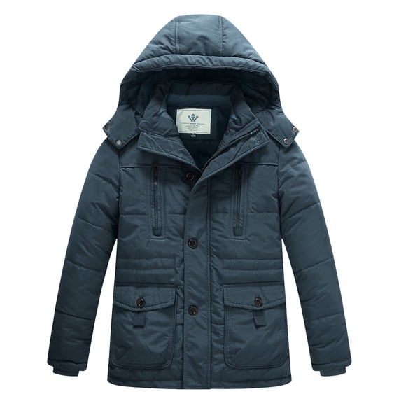 WenVen Boy's Winter Coat Warm Puffer Jacket Waterproof Fleece Lined Jacket Gray 10/12