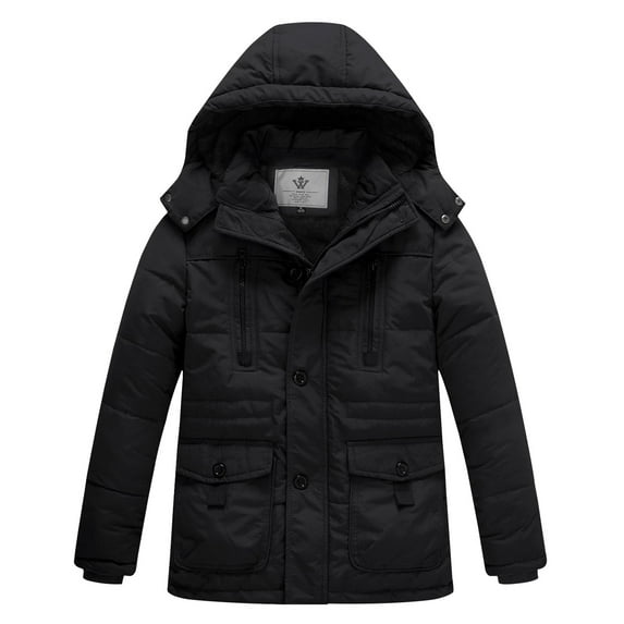 WenVen Boy's Winter Coat Windroof Puffer Jacket Winter Outerwear Coats Black 14/16