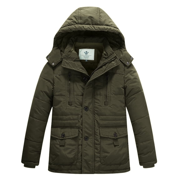 WenVen Boy's Winter Jacket Warm Puffer Jacket Windproof Snow Puffer Coat Green 6/7